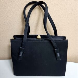 After Five Vintage 50s Black Satin Structured Evening Bag w/Attached Coin Purse